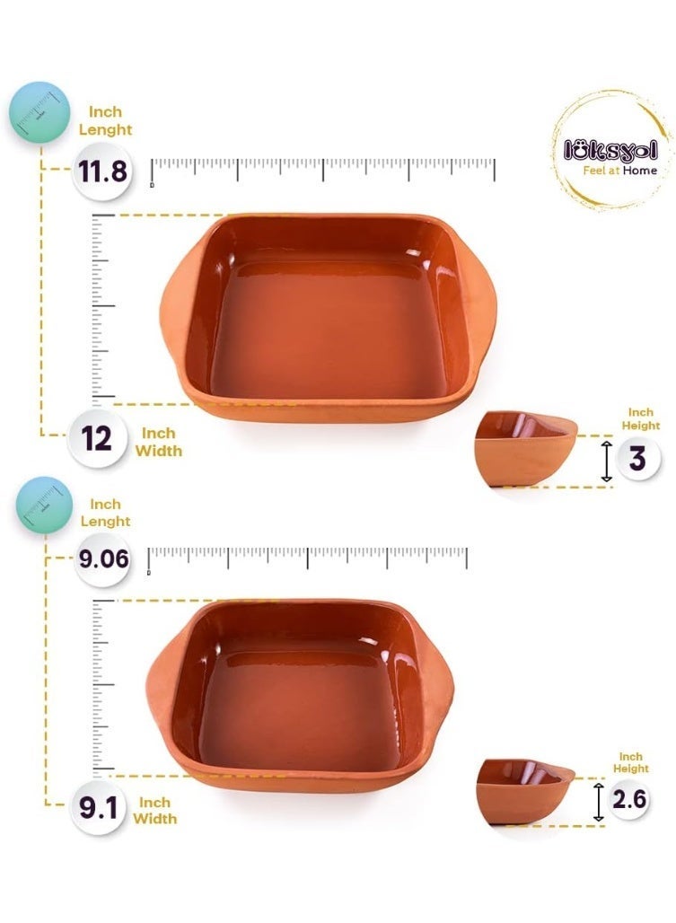 LuksYol Handmade Oval & Rectangular Clay Tray – Turkish Natural Unglazed Cookware – Oven, Microwave & Dishwasher Safe – Perfect for Main Dishes, Fish, Pasta, Meat, Roasts & Shared Meals – 100% Eco‑Friendly, BPA‑Free & Chemical‑Free – Crafted with Heritage Artistry in Turkey – Choose from Natural, Brown, Green, Blue Finishes – Available in Multiple Sizes: Round L30×7.5×30 cm; Rectangular Trays 33×8 cm, 30×7 cm, 22×7 cm, 28×8 cm, 32×9 cm – Durable, Chip‑Resistant, Stylish Tableware – Brings Rustic Elegance and Healthy Flavor to Your Kitchen – Gift‑Ready in Eco Packaging – LuksYol Premium Clay Collection for Cozy Family Feasts and Entertaining - Image 3